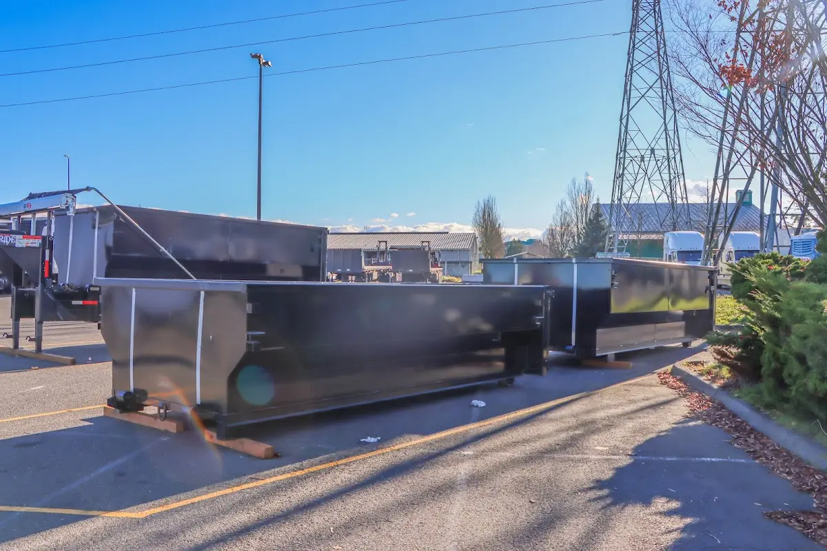 Roll-off dumpster ready for waste disposal at job site for Construction Dumpster Rental in Stuarts Draft